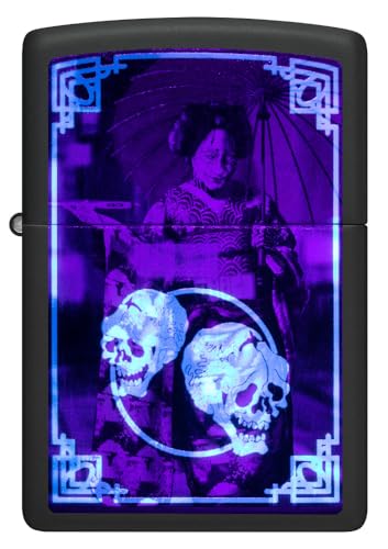 Encendedor de bolsillo Zippo negro con diseño Kimono miniatura 2