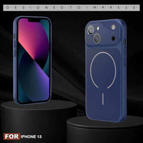 Image of SHINESTAR Premium Luxury Case Compatible with iPhone 13 | Protective Back Cover with Camera Lens Safety | Wireless Charging Support | Slim Fit Durable Design | Enhanced Grip Protection Blue