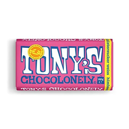 TONY'S CHOCOLONELY - Weiße Schokolade Himbeere Knisterzucker 180 g - Fairtrade Schokolade. Ohne Palmöl, hergestellt in Belgien
