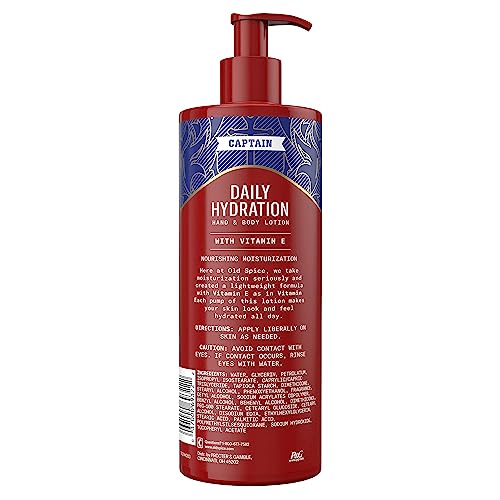 Old Spice Hand & Body Lotion for Men, Daily Hydration, 24/7 Hydration, 24/7 Replenishing Rich Moisture for Dry Skin, Lightweight Formula, Captain with Vitamin E Scent, 16 fl oz (Pack of 4) - image 7