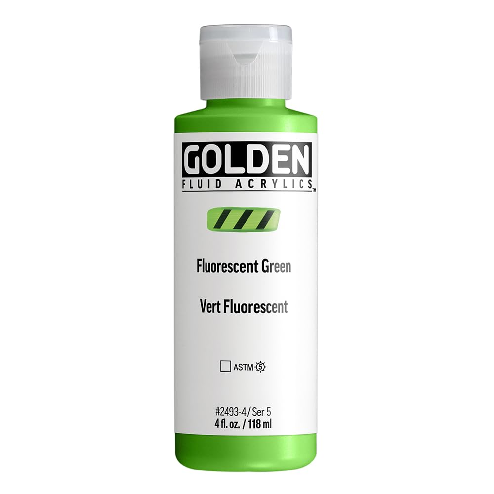 Vert Fluo Fluid Acrylique GOLDEN 118 ml intensité lumineuse maximale