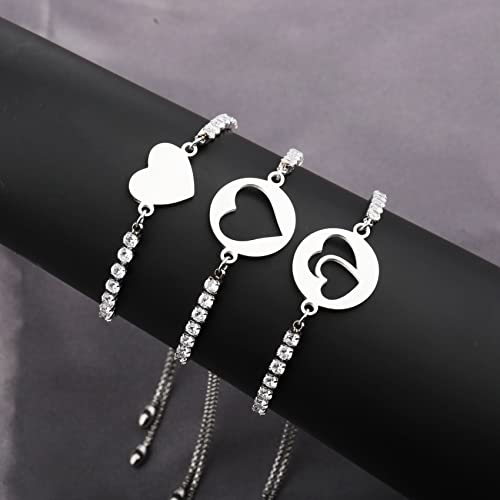 WKXZMTR Mothers Day Gifts Matching Bracelets Set of 3 Grandmother Mother and Me Love Heart Bracelet Mommy and Me Heart Wish Gifts3