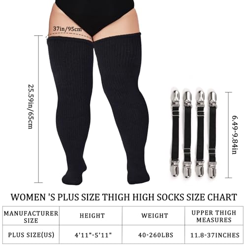Plus Size Women's Thigh High Socks for Thick Thighs - Fuzzy Over the Knee Socks Winter Fleece Leg Warmers2