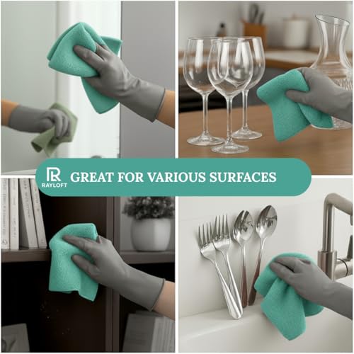 Image of Microfiber Cleaning Cloth Roll - 20 Reusable Washable Pre-Cut Towels | Tear-Away Kitchen Cleaning Cloth for Counters, Glass, Utensils, Appliances, & Home Surfaces - 25x25 cm (1 Pack, Blue)