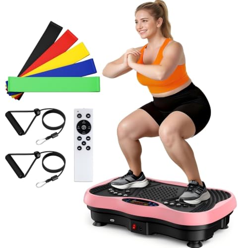Image of Vibration Plate Exercise Machine, 130 Levels Full Body Workout Vibrating Plate for Lymphatic Drainage Weight Loss, 450 Lbs Capacity Shake Platform with Bluetooth for Women Men