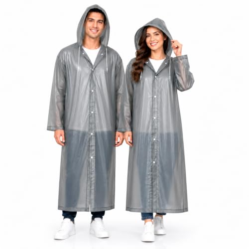 Image of MIKANIX Waterproof Hooded Raincoat for Men & Women | Full Length Reusable PVC Rain Wear | Lightweight Windproof Rain Jacket with Front Button Closure (Pack of 1)