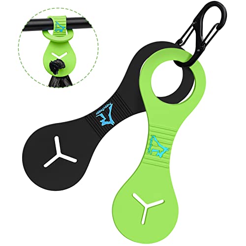 Image of Dog Poop Bag Holder for Leash Waste Bag Carrier Dog Poop Bag Dispenser for Walking Running Bicycle Accessory 2 Pieces (Black + Green)