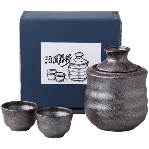 エールネット(Ale-net) 徳利 ぐい呑セット 径6×高10.2cm 140ml 黒銀彩 酒燗器セット (小) 冷酒 熱燗 磁器 美濃焼 日本製