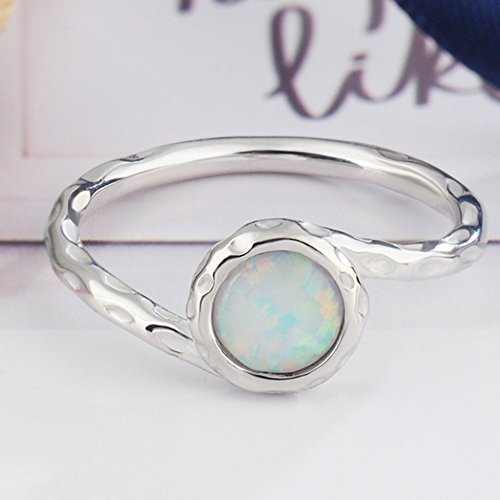 925 Sterling Silver Fire Opal Wedding Engagement Classical Solitaire Ring2