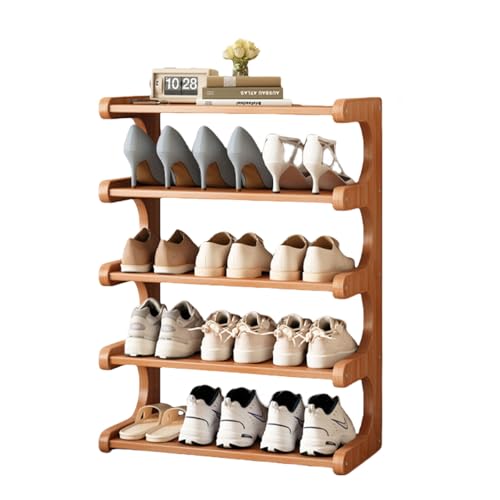 【Yecox】シューズラック 靴箱 靴入れ 下駄箱 オープンラック 靴棚 玄関収納ラック スリム コンパクト 大容量 組立簡単 安定 軽量 耐久性 屋内 屋外 玄関 廊下 クローゼット アパート用 多用途 (5段-50*20*68cm)