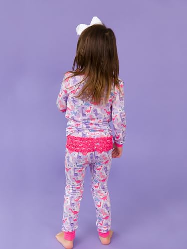 RuffleButts SoftSnooze™ Viscose from Bamboo Toddler Girls Ruffle Long Sleeve Pajama Set4
