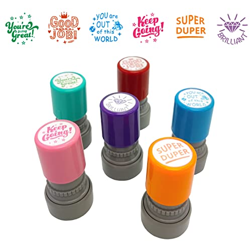 WAFJAMF 6 Pack Teacher Stamps Set Self Inking School Marking Tool