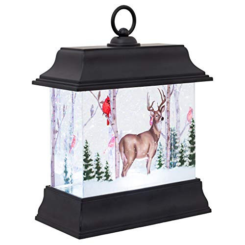 Led Woodland Winter Lantern 8.5 X 3.75 Acrylic Snow Globe Swirl Dome #TOP2