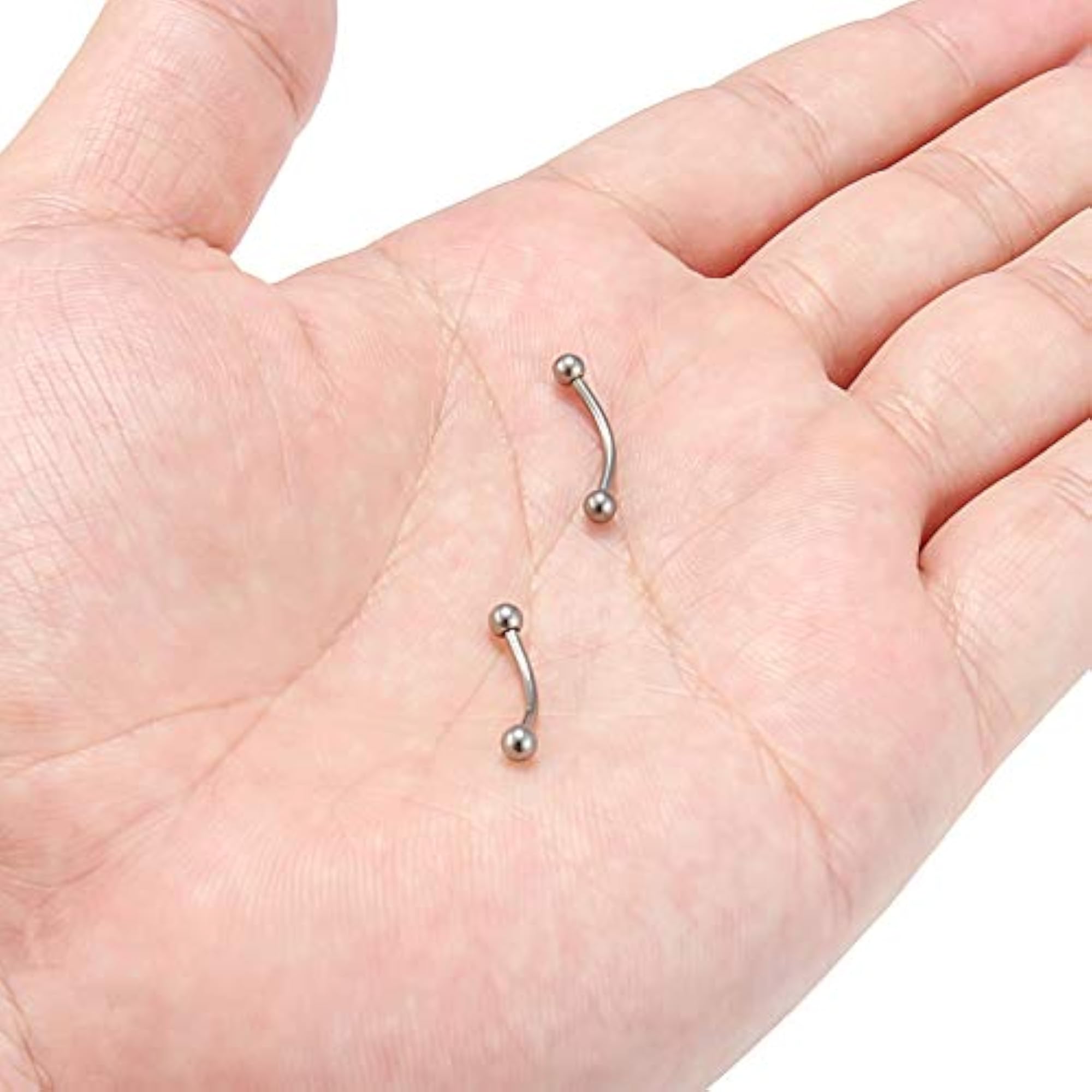 16G G23 Titanium Curved Eyebrow Barbell Tragus Helix Jewelry