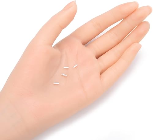 Miniatura 4 de Adabele - 100 cuentas de conector de plata de ley 925 auténtica, tubo redondo pequeño y elegante, 0.197 in (0.2 pulgadas) (agujero de 0.035 in) para