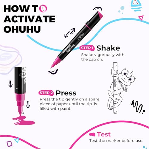 Image of Ohuhu Metallic Acrylic Paint Markers 24 Metallic Colors 30 Pens: Dual Tips (Round & Fine) Acrylic Markers High Opacity Paint Pens for Rock Painting Eggs Wood Glass Ceramic - Kakaako