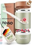 Netrox Müslibecher To Go mit Löffel, Joghurtbecher aus Edelstahl