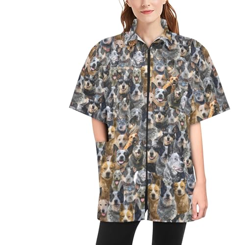 COWCUTE Australian Cattle Dog Print Pet Grooming Jacket, Waterproof Smock for Dog Beauty, Australian Cattle Dog Lover Gifts