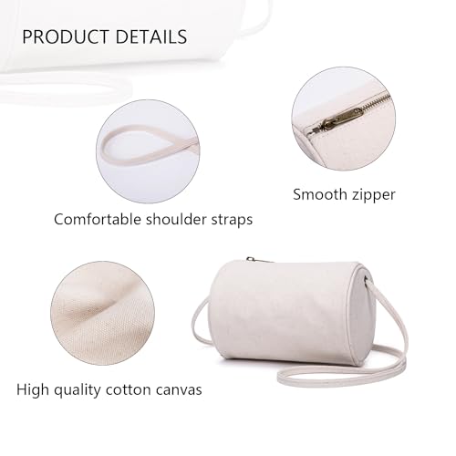 Cross Body Bag Womens Casual Cylinder Shape Handbag Simply New Popular Shoulder Bag Lightweight Stylish (Beige)3