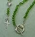 DivinejewelsbyBarb Handmade Catholic Rosary Necklace, Peridot Czech Crystal and CZ Encrusted Cross
