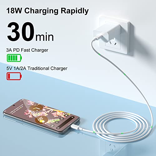 18W USB-C Fast Charger for iPad Pro iPhone 15 Pro Max Plus, Type C Fast Charging Block with 3.3ft USB-C Cable 3A PD Power Adapter for iPad 10th, iPad Air M2 5th 4th, Pixel 7a 6a 6 5 4 XL, White
