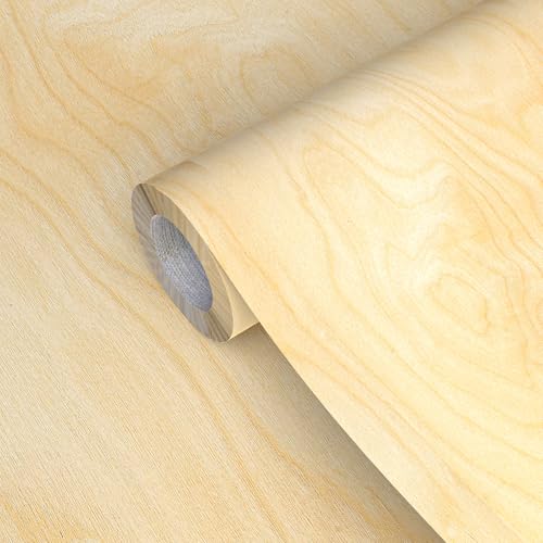 Image of GSCIT Club Birch Wood Veneer, 12 inch x 50ft Wood Edge Banding Pre-glued Flexible, Birch Veneer Tape Banding for Cabinet Repair Furniture
