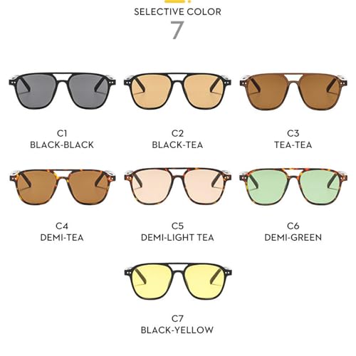 willochra Classic 70s Square Pilot Sunglasses Womens Vintage Double Bridge Designer Trendy Green Leopard Sunnies4