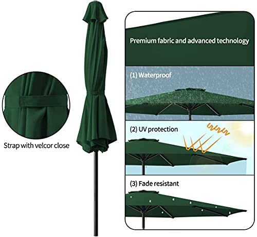 Qdy -Outdoor Patio Umbrella, 8.8Ft Heavy Duty Market Table Umbrella With Push Button Tilt & Crank For Patio, Lawn, Garden, Beach, Sand, Yard,Green #TOP2