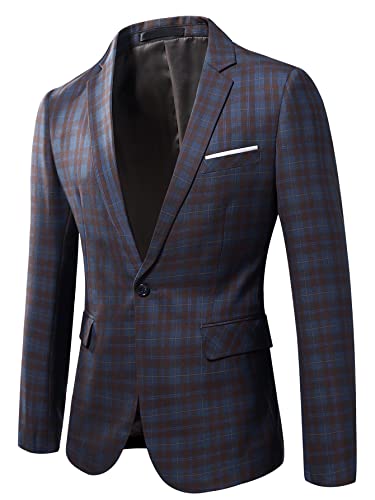 Image of WULFUL Men's Slim Fit Suit One Button 3-Piece Blazer Dress Business Wedding Party Jacket Vest & Pant