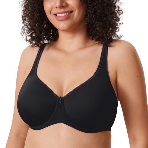 Image of DELIMIRA Women's Seamless Tshirt Bras Plus Size Full Coverage Underwire Lightly Lined Bra Up to F