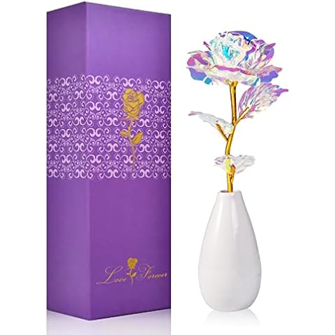 Tmacker Valentines Day Gifts for Her Wife Mom Girlfriend,Birthday Gifts for Women,Gifts for Mom Grandma Her Wife,Mothers Day Mom Gifts, Artificial Rose Flower w/Vase Anniversary Wedding Gifts Cover