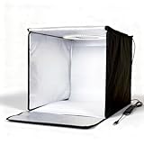 Fotobox 40x40 cm Faltbare Fotostudio, 5500K Dimmbare Lichtzelt Set mit 160 LED Beleuchtung und 8 Produktfotografie Hintergründe