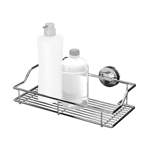 Blue Canyon Gecko Small Wire Rack, Shower Caddy with Vacuum Suction, Quick Lock Suction Cup, No Drill and No Screws Required, Removable, Reusable and Repositionable, Stainless Steel