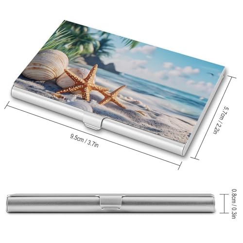 Seashell Starfish And Beach Business Card Case Pocket Card Holder Slim Card Wallet for Men Women2