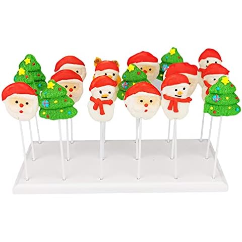NANGOPOP Wood Cake Pop Stand Display - 18 Hole Lollipop Holder, Candy or Sucker Stand for Dessert Table of Wedding, Shower, Birthday Party, White - Fit 5/32" (4mm) Lollipop Sticks Cover