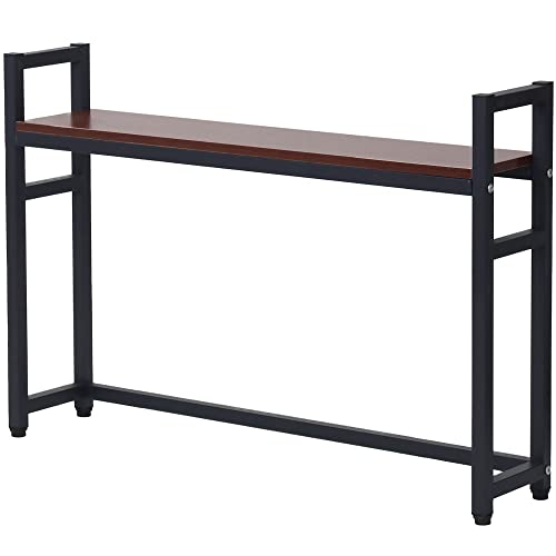 Bonarca デスク上収納ラック デスク上置き棚 机上ラック 1段 幅95cm ブラック×ブラウン 机上台 木製 耐荷重各棚35kg モニター台 机上収納 書類棚