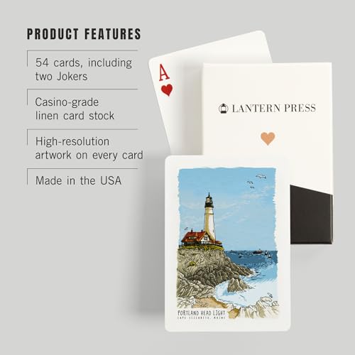 Lantern Press Portland Head Lighthouse, Naipes Poker 52 miniatura 3