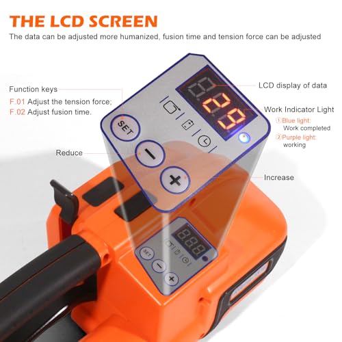 Image of Electric Strapping Machine with LCD Screen, 2 x 4000mAh Battery Powered Automatic Strapping Banding Tool for 1 /2 inch to 5 /8 inch PP PET Straps, Portable Baler for Box & Pallet Packaging
