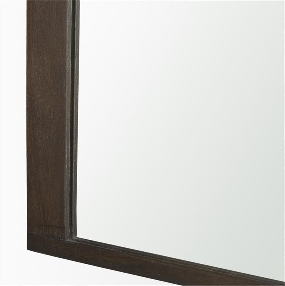 Pemberly Row Arched Wall Mirror, 30 x 1 x 48 in, Solid Mango Wood Frame, Dark Brown Finish, Modern Mid-Century Style, Decorative Accent for Living Room or Entryway