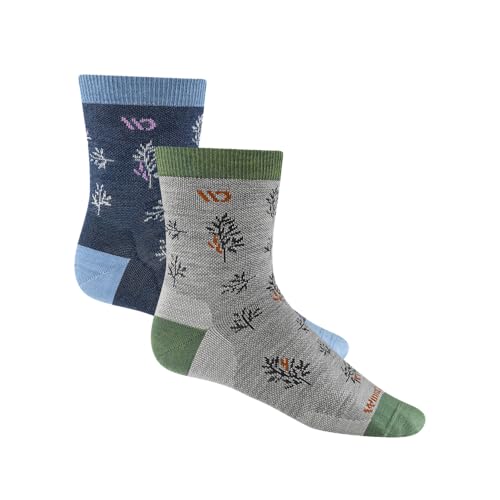 Wide Open Micro Crew Women's Merino Wool Socks, Foliage Lightweight Everyday Wide