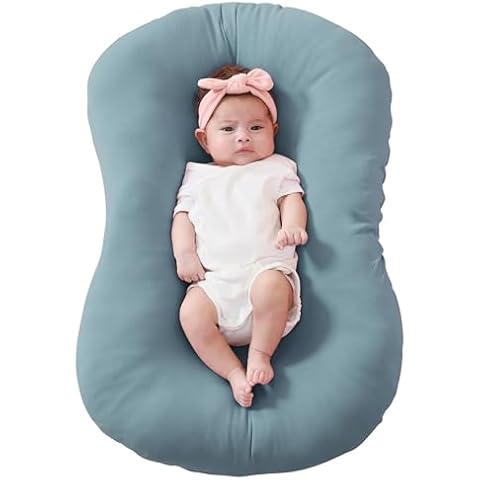 FUNUPUP Rayon Made from Bamboo Baby Lounger Cover Compatible with Snuggle Me Lounger, Infant Lounger Pillow Cover for Newborn, Removable Elastic Newborn Lounger Cover,Cover Only,Blue Cover