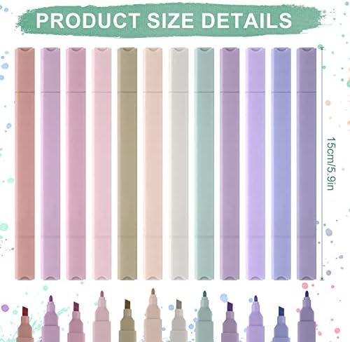 LUTER 12pcs Aesthetic Highlighters,Colored Highlighters Assorted Colors Cute Double-end Pastel Highlighter for Note Taking Home Office School Supplies