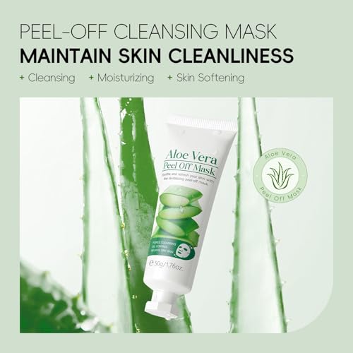 AKARY Aloe Vera Cleansing Peel Off Mask- Pore-Clearing, Soothing & Hydrating Facial Masks Moisturizer with Aloe, Sodium Hyaluronate, Clean Face Mask Moisturize Dry Skin, 1.76oz - Image 3