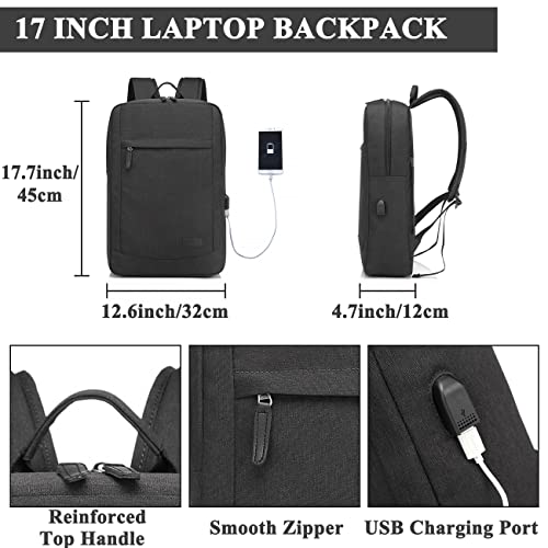 VASCHY 17 inch Laptop Backpack for Men with USB Port Lightweight Slim Business Backpack2