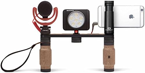 Shoulderpod X1 - Professional smartphone rig ,stabilizer and tripod mount grip with two wooden handles, for adding accessories to your iphone or Android hone