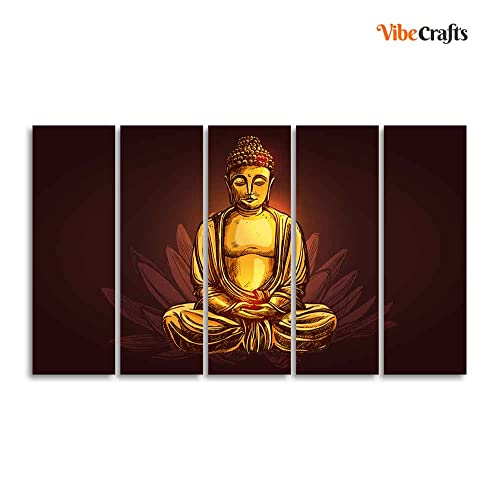 Image of VIBECRAFTS Devotional Buddha Meditating Canvas Wall Painting For Home|Office|Living Room|Gift (PTVC5Pcs4 8618)