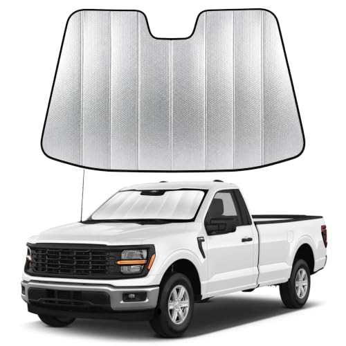 Image of EcoNour Foldable Sun Shade Fit for Ford F150 2021-2024 2025 2026 | Accordion Windshield Sun Shade, Front Car Window Shades Sun Visor, Blocks UV Rays & Heat, Car Accessories