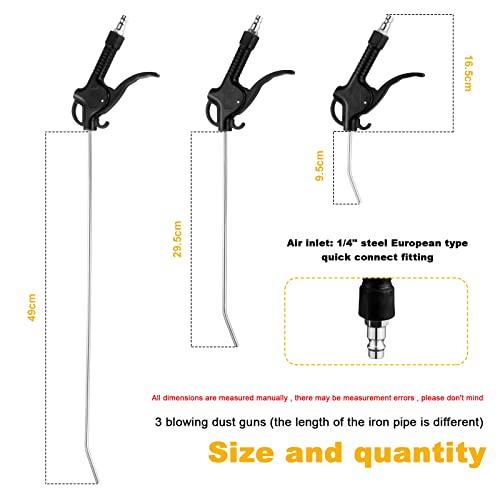 eROOSY Luftpistole Lang Druckluftpistole Ausblaspistole Luftblaspistole Air Duster Blaspistole Druckluftpistole mit 95/295/490 mm Düse für KFZ LKW, Transporterwagen