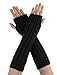 Mens Black Knitted Fingerless Textured Design Warmers Gloves
