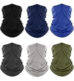 Fuinloth Neck Gaiter, 6 Pack Face Mask Bandana Fishing Cooling Sun Protection Scarf for Men Women Black+Blue+Green+Gray+Light Gray+Navy